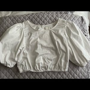 White cropped babydoll shirt